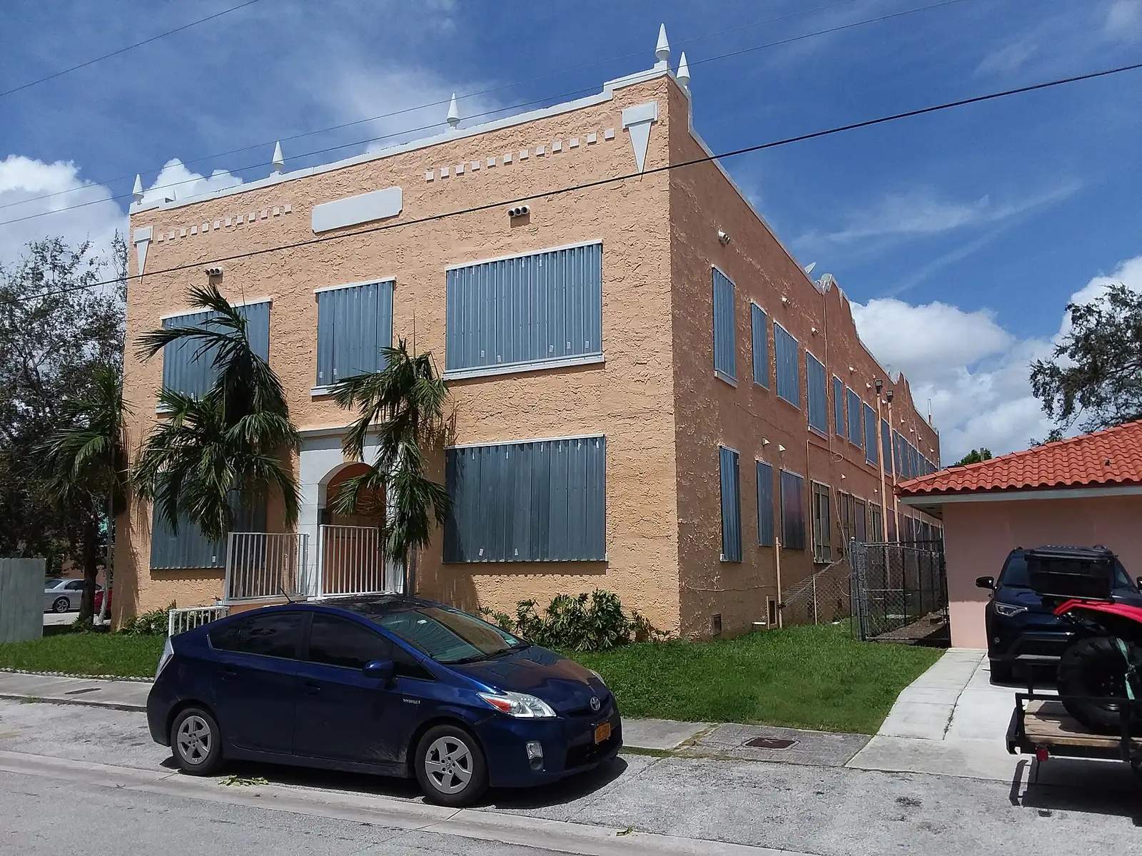 Hurricane shutters on a 1926 building in Little Havana.