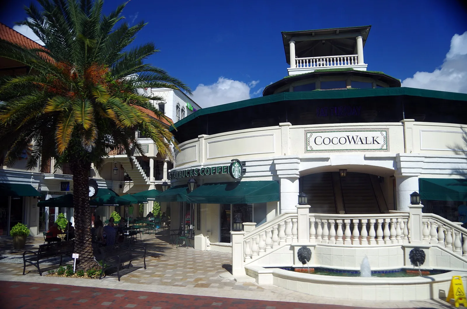 CocoWalk on Grand Avenue in Coconut Grove, where the King Mango Strut turns along its route.