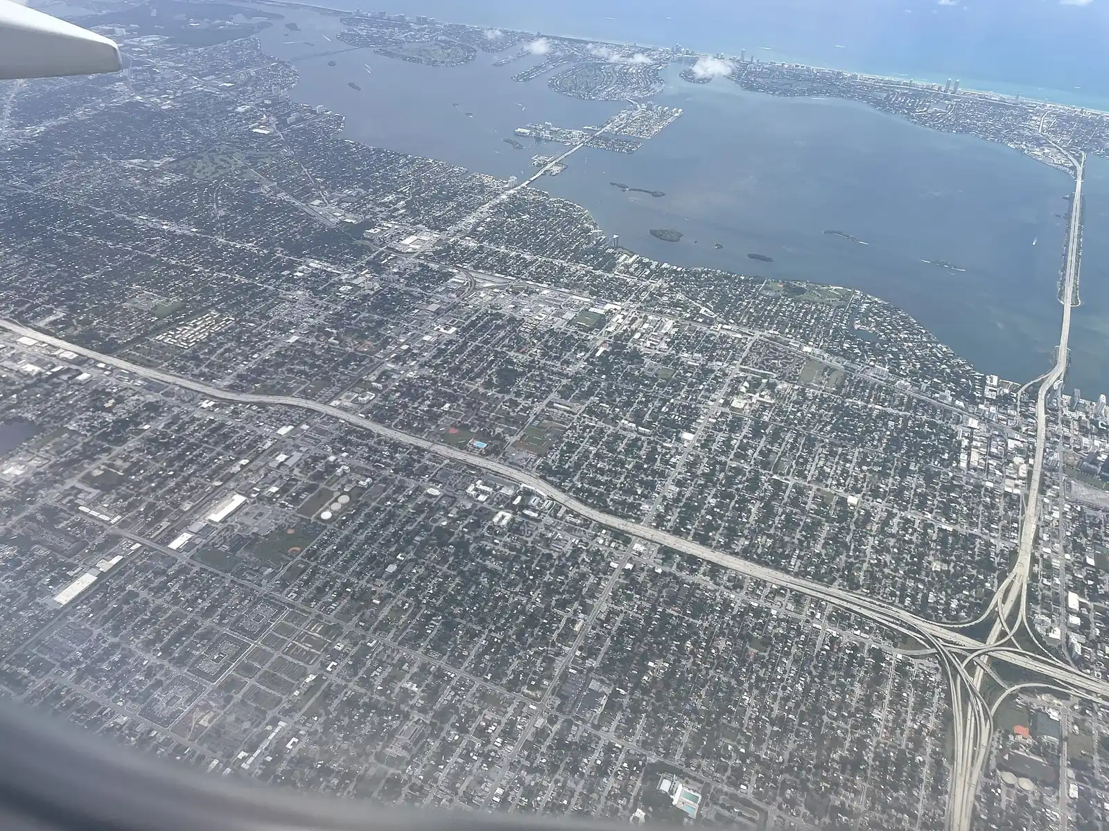 Little Haiti seen from the air on the approach to Miami International Airport