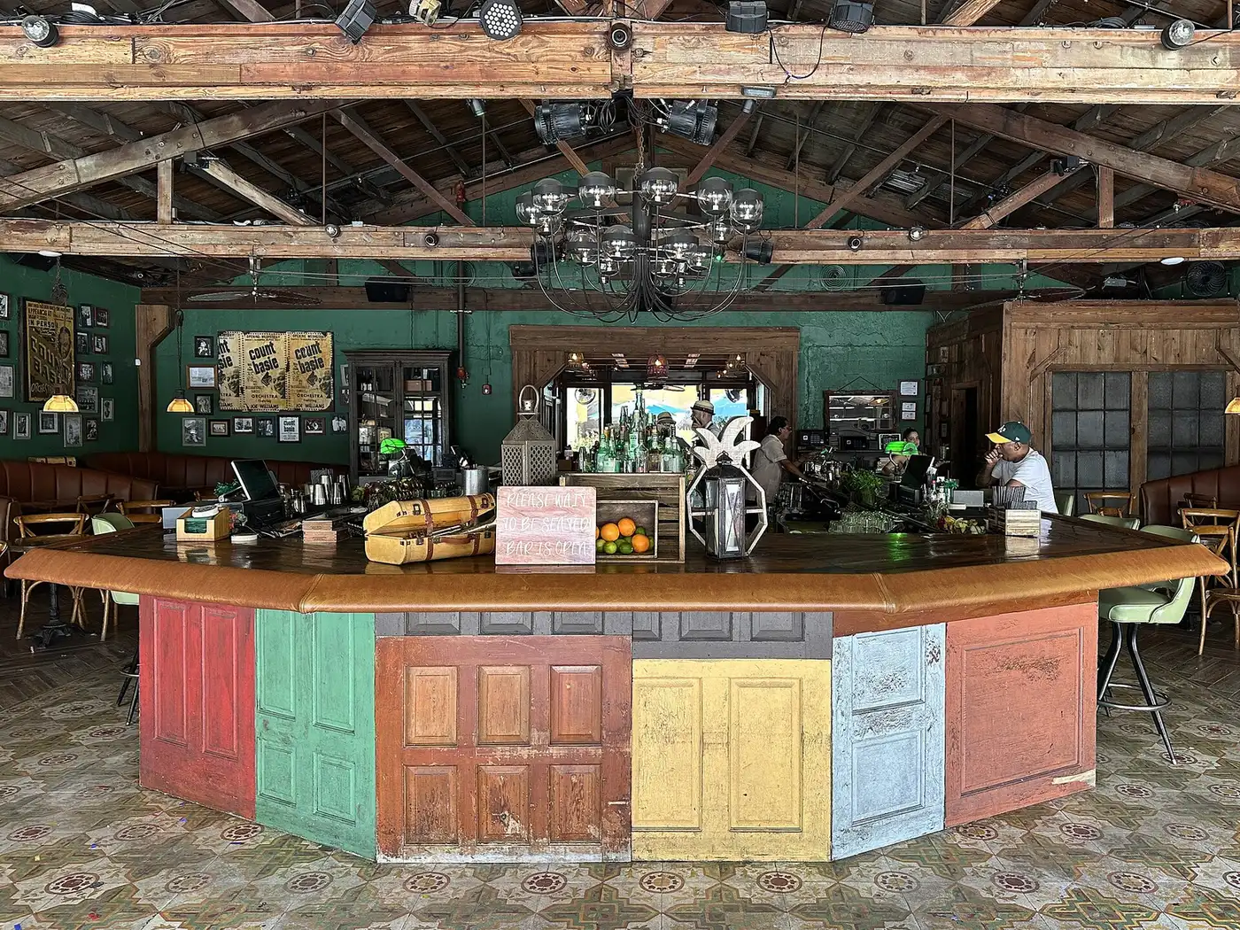 The bar inside Ball & Chain on Calle Ocho in Little Havana, with Count Basie posters on the wall.