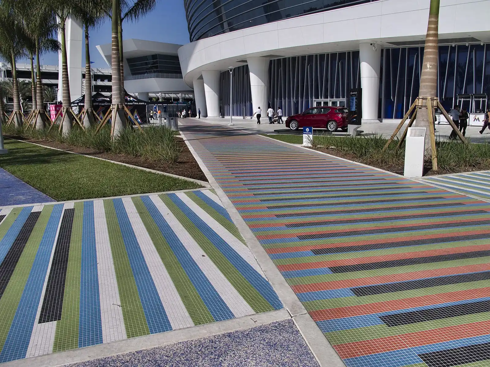 Mosaic walkways on the west plaza of the Marlins' ballpark