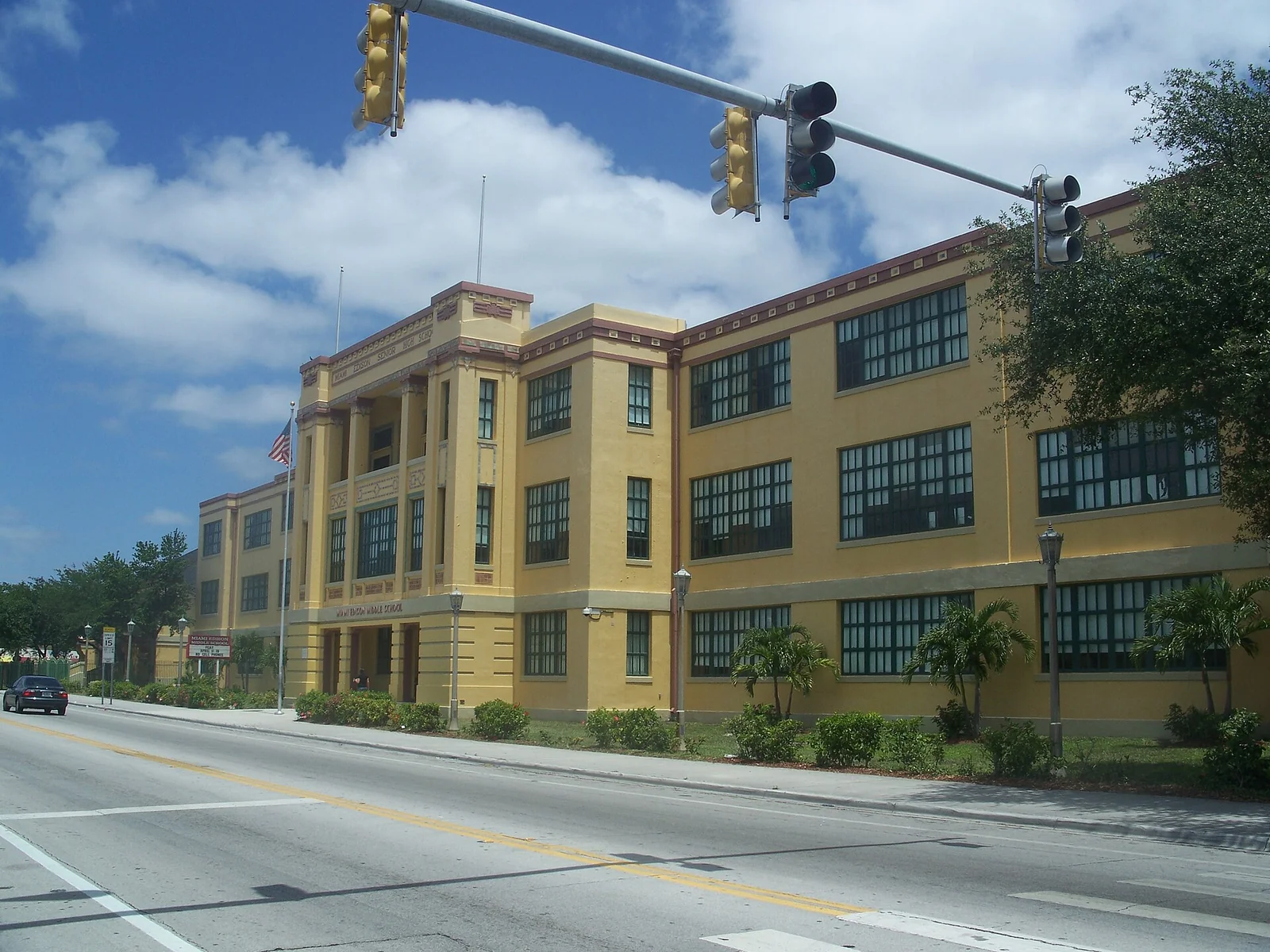 The historic Miami Edison school building in Little Haiti, now home to Miami Edison Middle School