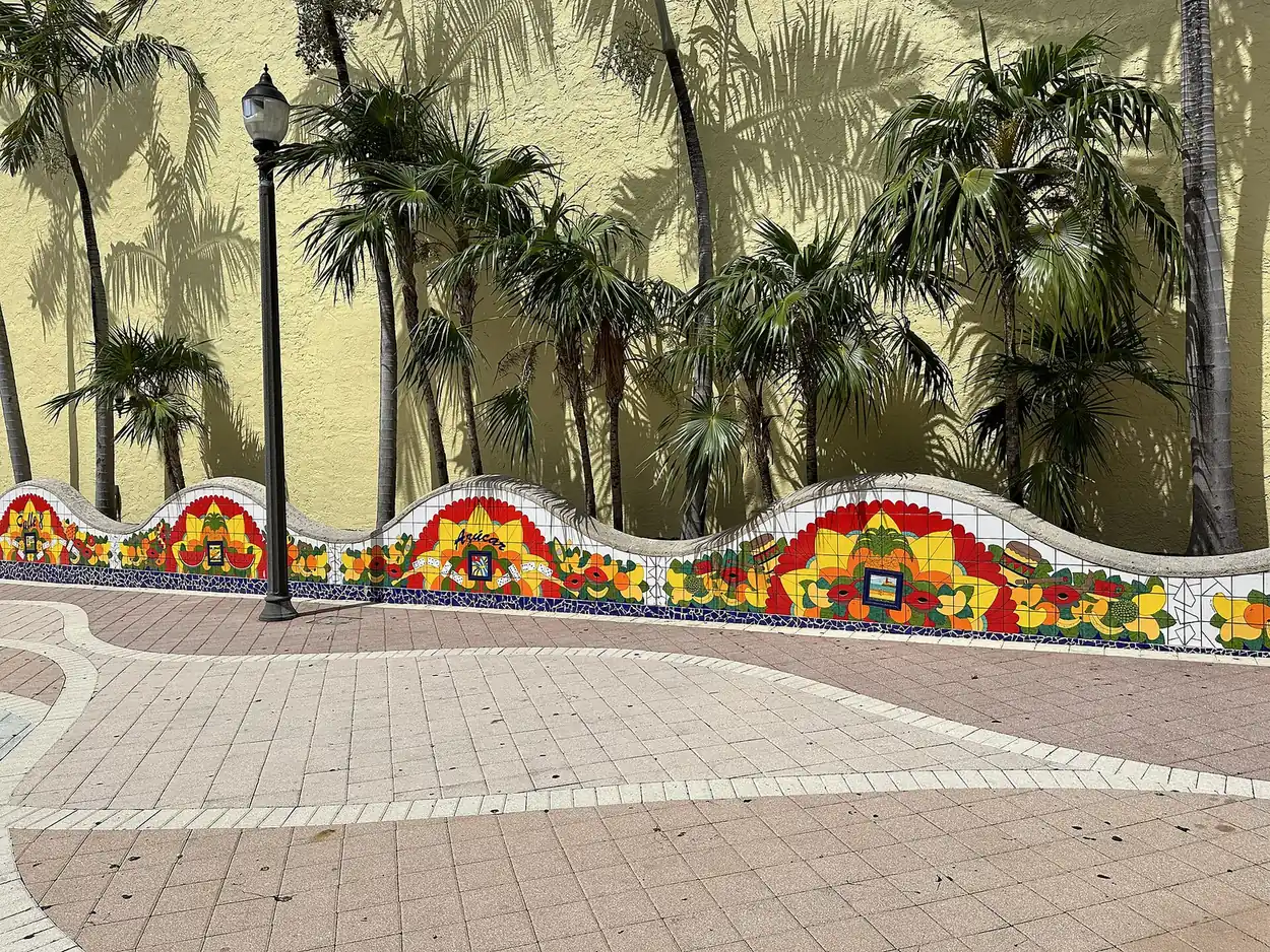 Mosaic tiles set into a building in Little Havana