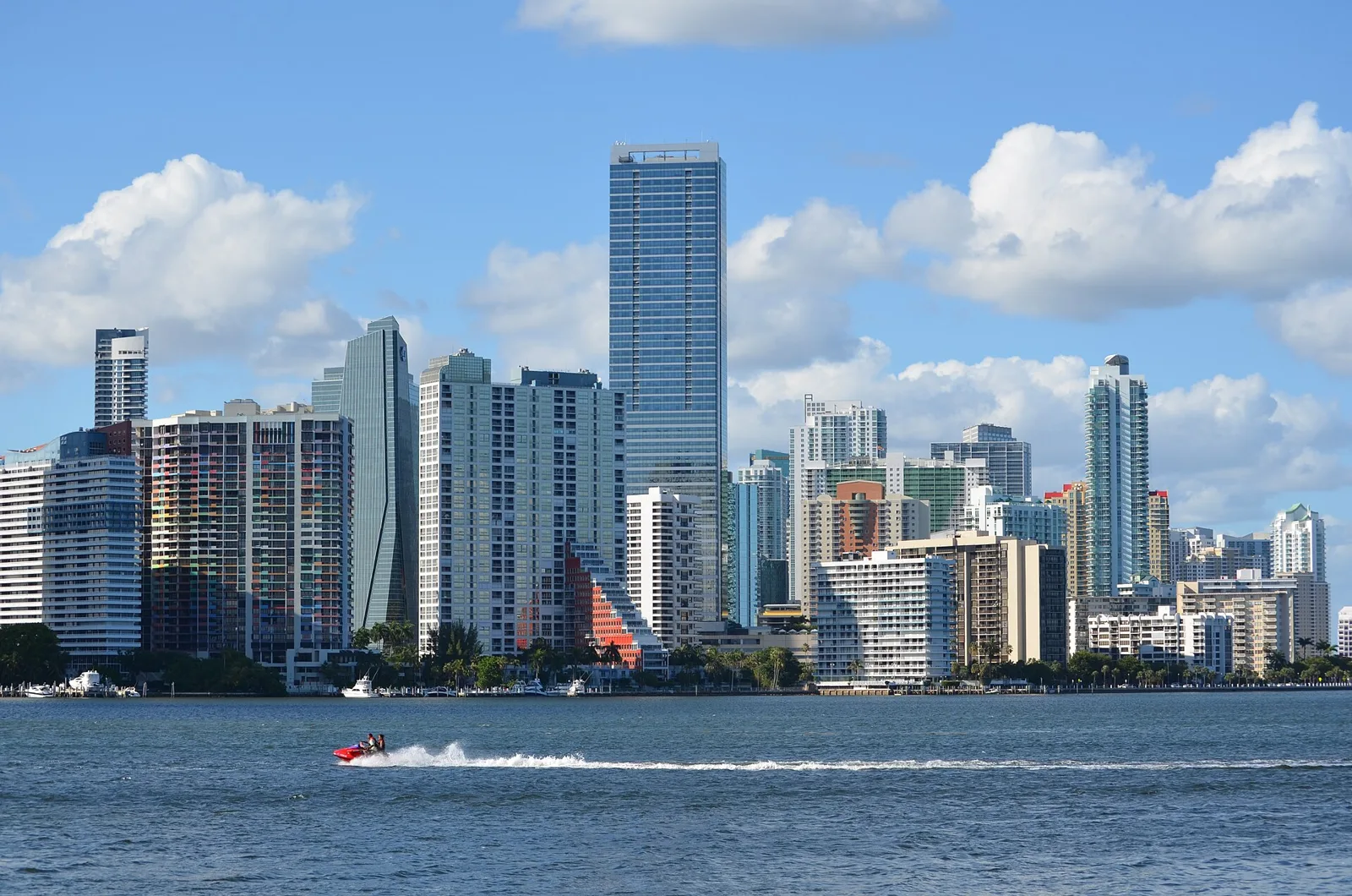 The Brickell skyline seen from the Rickenbacker Causeway.