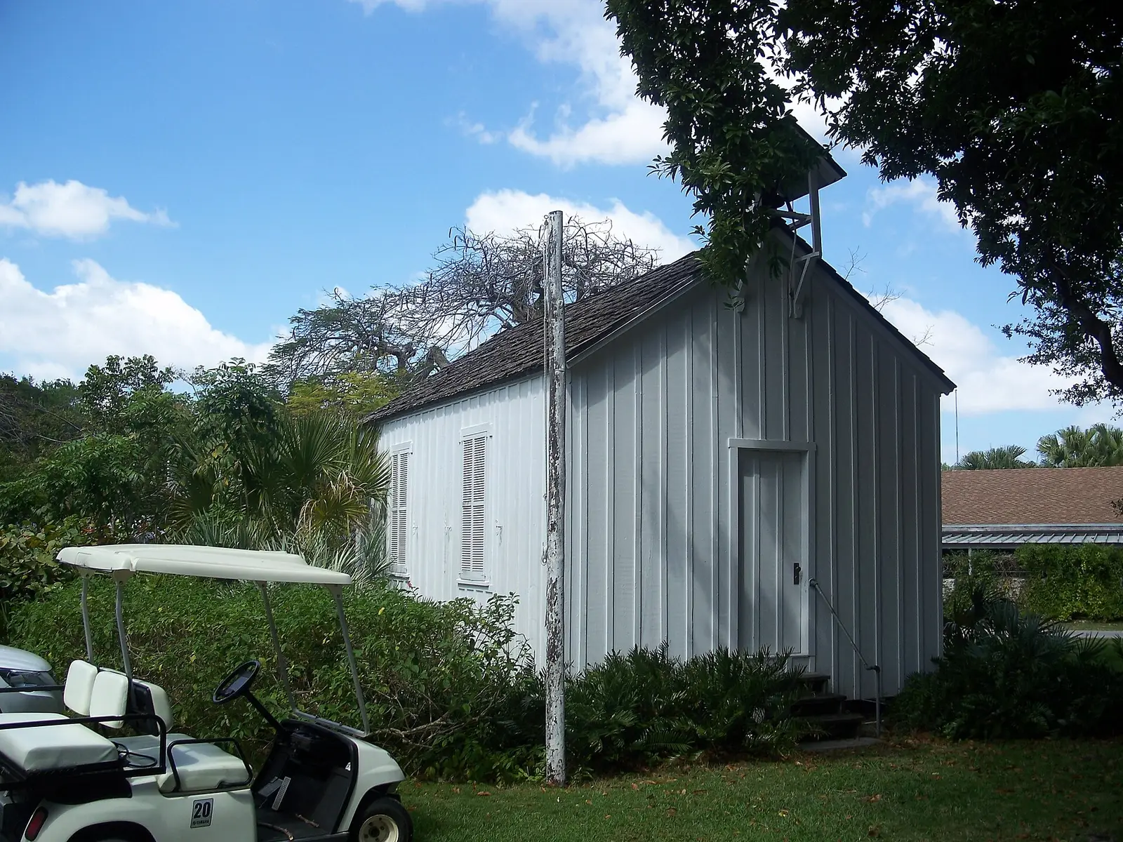 Coconut Grove's first schoolhouse, a one-room wooden building preserved in the neighborhood.