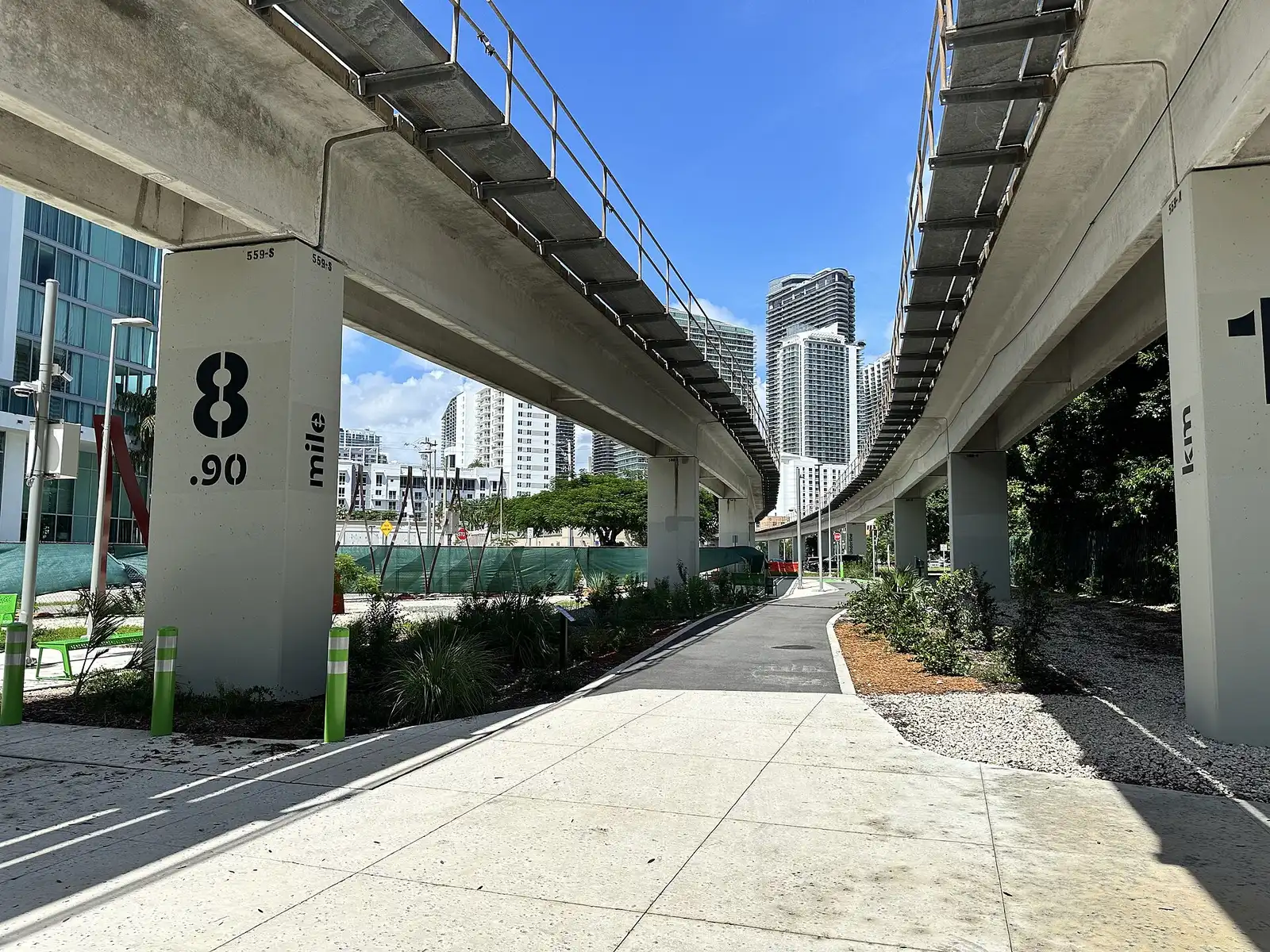 A stretch of The Underline's walking and biking paths beneath the Metrorail.